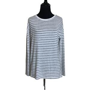 A new day white gray striped long sleeves crew neck top size XS
